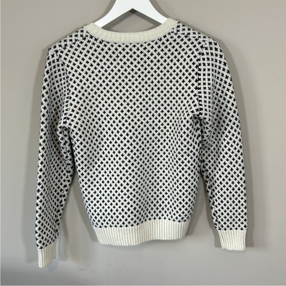 LONG WHARF Womens Osterville SeaWell Sweater Cream Fisherman Recycled Vneck XS - Picture 6 of 13